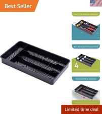 Small Cutlery, Utensil, Silverware Kitchen Drawer Organizer Tray, Black