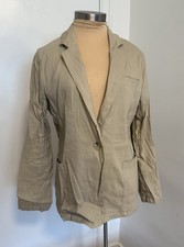 Weekend Women's Lightweight Single-Button Unlined Linen Blazer in Beige-M