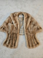 Stola visone biondo marrone dorato miele vintage anni 60 collo scialle Roberts Boston