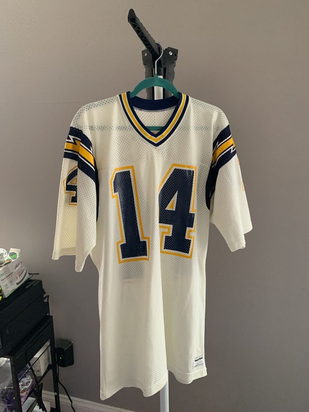 Vintage 1980S Sand-Knit Dan Fouts San Diego Chargers #14 Mesh Jersey Size Large