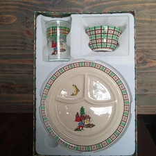 Barn Dandys 3 Piece Ceramic Plate Set. Plate,  Bowl And Glass (Outdoor Themed)