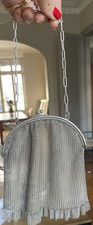 Sac ancien maille métallique Belle Époque 1900 Fermoir boule  mesh evening bag