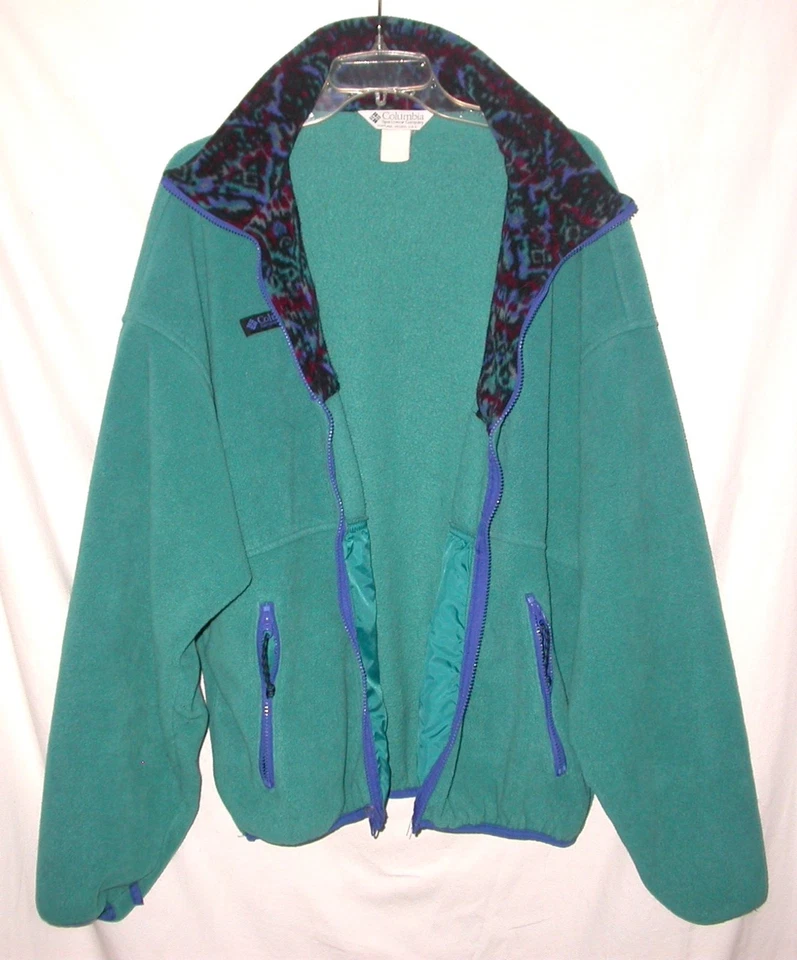 Columbia Color Block Fleece Jacket Mens XL Full Zip Green Blue Rugged Sporty - Image 3 of 4