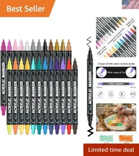 Acrylic Paint Markers, 24 Colors Acrylic Markers Set, Dual Tip Fine  Dot Point