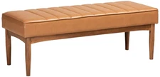 Baxton Studio Daymond Tufted Tan Faux Leather Dining Bench