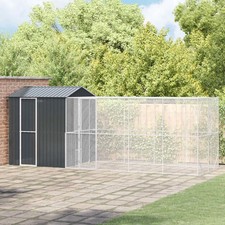 Image of WALPLUS Bird Cage Anthracite 621x208x247cm Steel Outdoor Aviary Cage