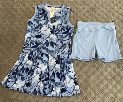 Neu mit Etikett Tommy Bahama Everyday Active Kleid mit Shorts Größe Small blau Blumenmuster UPF 50 - Bild 1 von 4