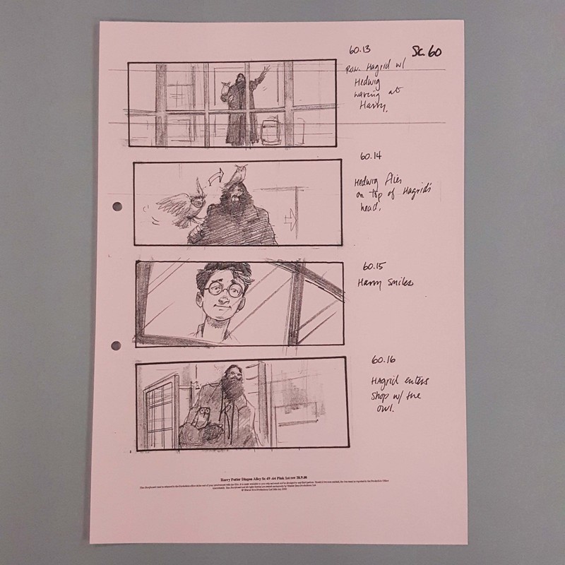 Image 11 of Harry Potter Production Used Storyboard Hagrid Hedwig Diagon Alley Sc 60