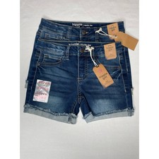 Lot of 2 Hippie Girl Super Stretch Denim Midi Rise Shorts Size 10 Blue NWT