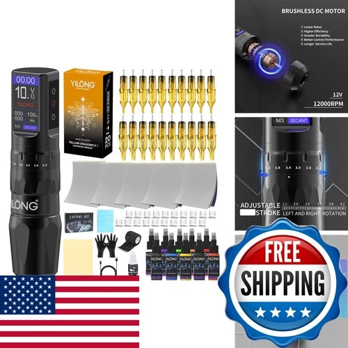 YILONG Wireless Tattoo Pen Machine Kit Complete Set - product listing photo