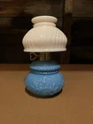 Avon vintage Courting Lamp Blue White Milk Glass Charisma Cologne, 5oz