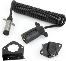 7-Wire to 6-Wire Trailer Plug Adapter, Coiled Cable, 7-Way Blade to 6-Way Pin