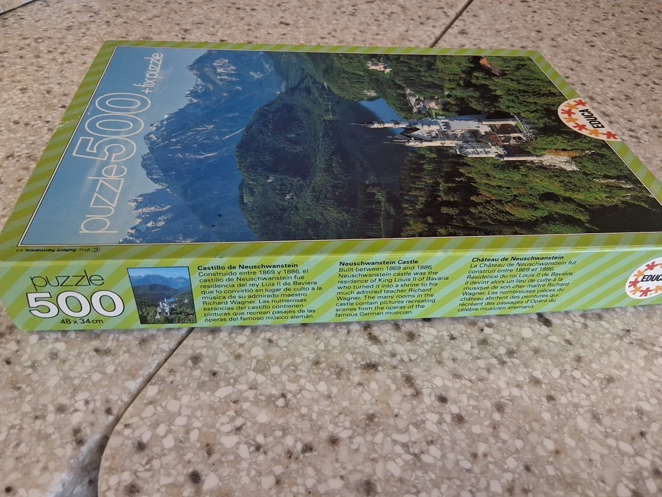 Quebra-cabeça Neuschwanstein Castle Educa 500 peças Espanha por Fink & Co #7568 novo - Imagem 4 de 4