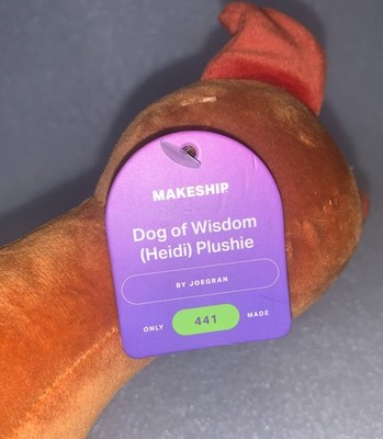 NWT Makeship Official Dog Of Wisdom Heidi Plush By Joe Gran - Only