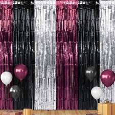6 PCS 3.3x6.6 Ft Graduation Foil Fringe Curtain Backdrop Metallic Streamers