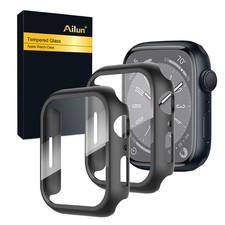 Apple Watch 9 8 7 45mm Screen Protector Case 2 Pack Black Cristal Templado