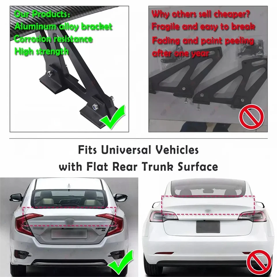 For M3 E92 E90 E93 E46 F30 F10 57" GT Rear Trunk Spoiler Wing Carbon Fiber Color Foto 3 de 4