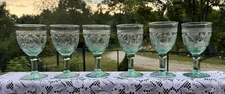 6 Villeroy & Boch Pavilion Light Green  Glass Wine/ Water Goblets
