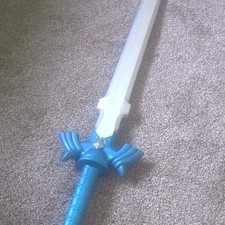 Legend of Zelda Master Sword Replica Prop, Plastic Blade  Handle, Silver Blue