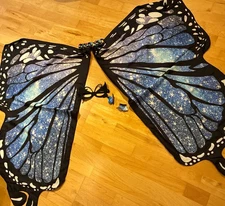 Kids Monarch Butterfly Cape Wings One Size, Costume for Halloween 2 Clips & Mask