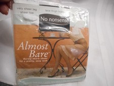 Vintage No Nonsense LACE Thigh Highs Size M / L MIDNIGHT BLACK 2YJ