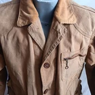 Large Vintage 1950s Tin Cloth Corduroy Collar Hunting Jacket With Shell Pockets