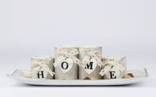 Lot de 5 Porte-Bougies Décoratifs HOME Bois Rustique – Centre de Table Bougeoir