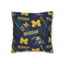 University of Michigan Wolverines Spun Polyester Square Pillowcase
