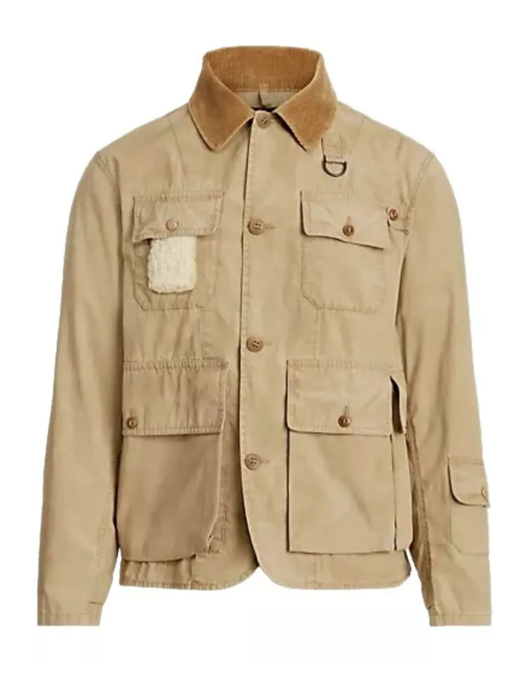 POLO RALPH LAUREN SHEARLING PATCH  JACKET IN KHAKI DESERT .SIZE XL
