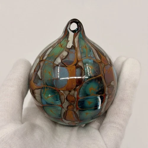 Vintage Murano Art Glass Hanging Decor Ornament A. Boscolo Italy Teal Amber