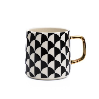  14 fl oz Emmett Black and White Stoneware Mug