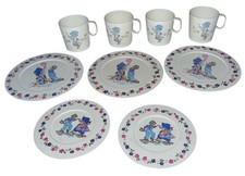 Vintage 1984 Holly Hobbie Pretend Plastic Cups  Saucers 9 Piece Set Chilton