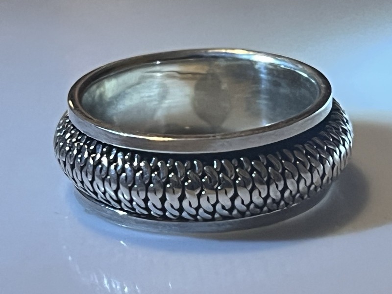 VTG Sterling Silver 925 Braided By NAVAJO Cable Spinner Band Ring Size 9 6.5g US