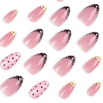 Für French Aesthetic Short Almond Press On Nails mit ausgewogenem Polka Dot Lay