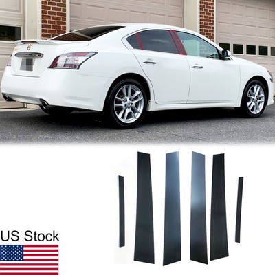 6Pcs Glossy Black Pillar Posts Door Covers For Nissan Maxima 2009-2015 4dr Sedan