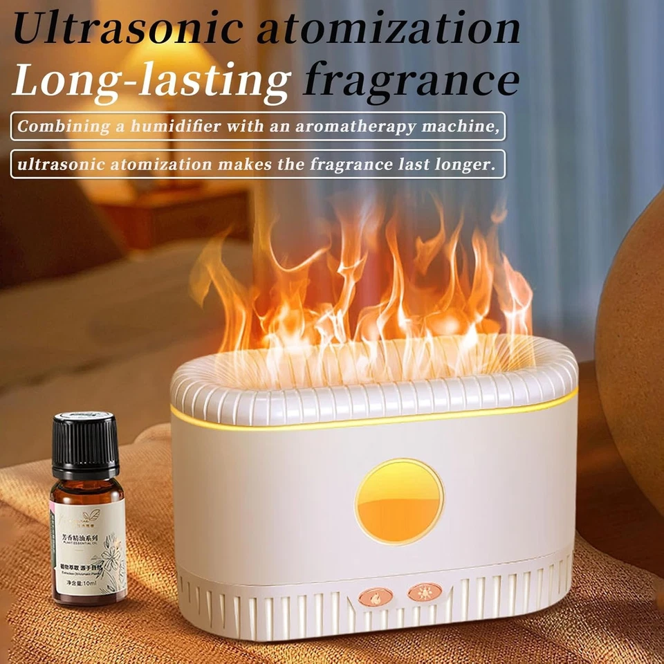 200ml USB Air Humidifier Essential Oil Aroma Diffuser 3D Flame Mist For Spa Yoga - Image 3 of 4