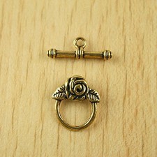 10sets dark gold-tone rose ring toggle clasps h1980
