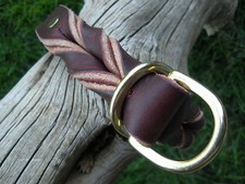 LEATHER SLIP COLLAR, 1" X 22", SOLID BRASS D- RINGS, MADE IN USA
