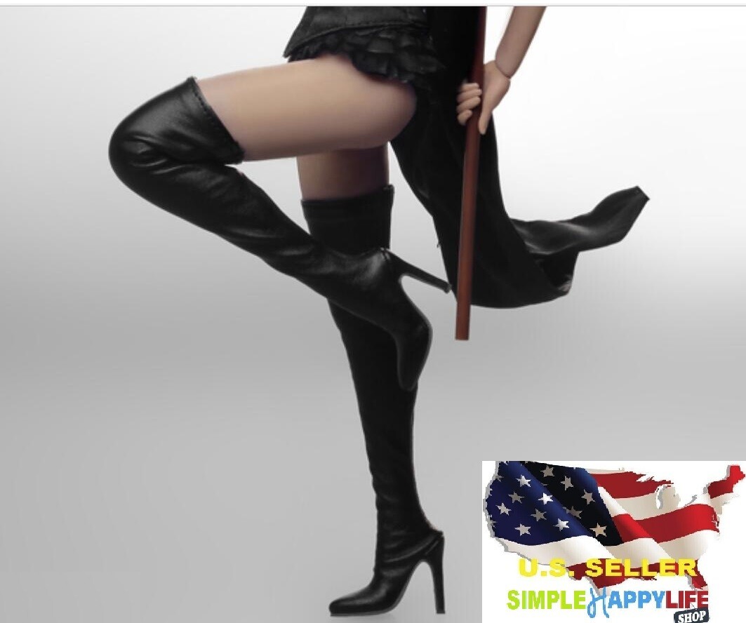 AC Play Female Glossy Sharp Black Heel Shoes 1/6 Scale Phicen TBLeague - Foto 7