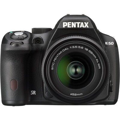 Pentax K-50 SLR Camera Kit 18-55mm & 50-200mm Lens Black OPEN BOX-FREE SHIPPING