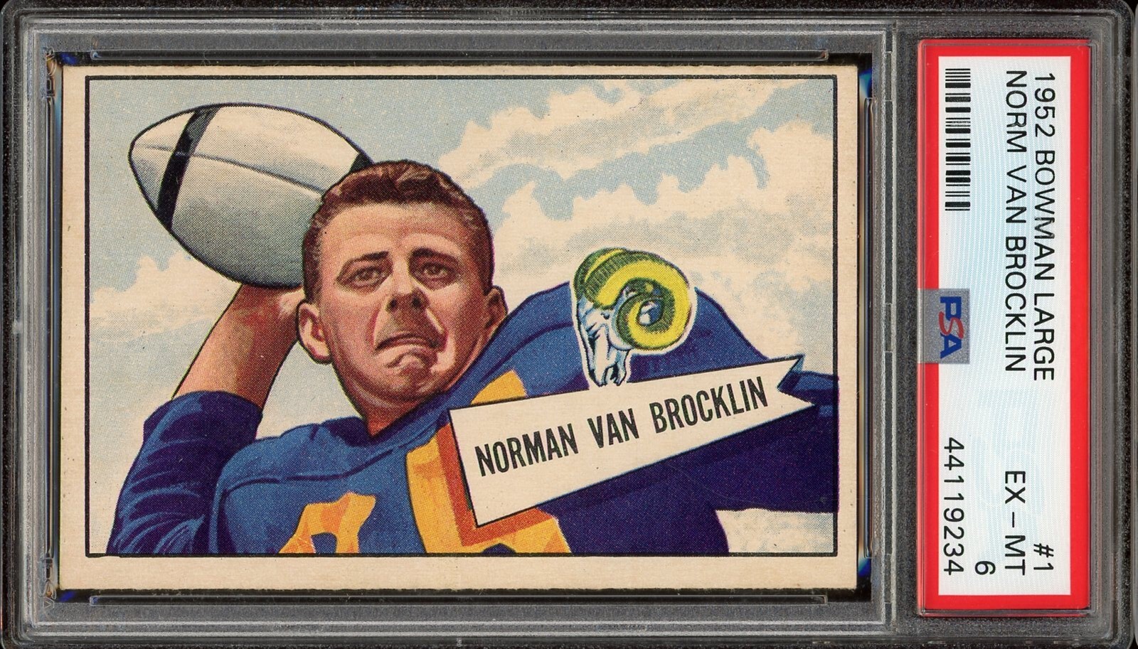 1952 Bowman Large Football #1 Norm Van Brocklin PSA 6