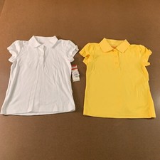 Cat Jack Girls Size Medium 8 Yellow White Short Sleeve Polo Shirt 2 Pack NWT