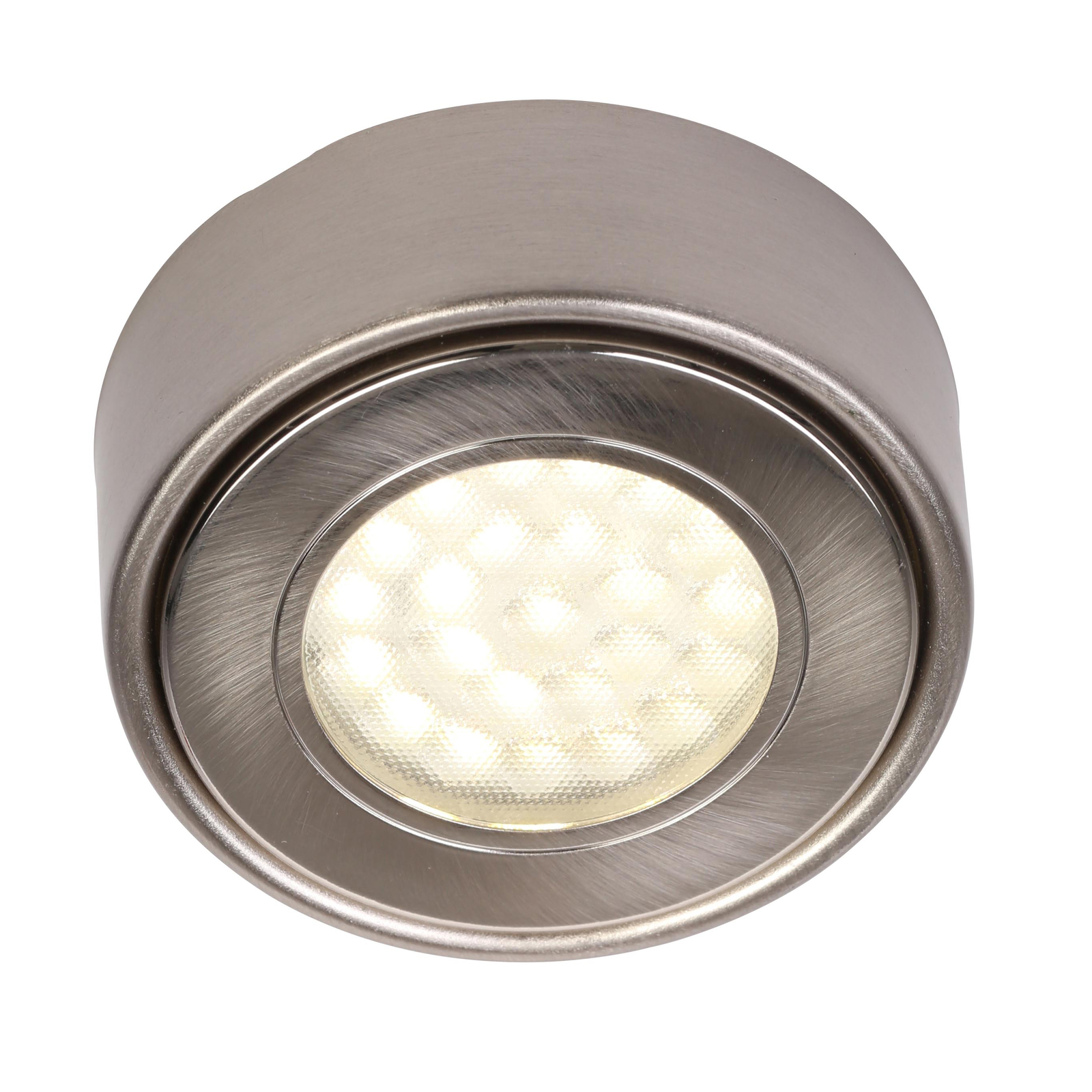 Litecraft Round Under Cabinet Light 1.5W 3000k WW LED - Satin Nickel Clearance