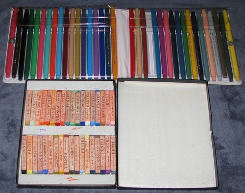 Box full of Art Supplies Colored Pencils Markers Pastel Watercolor Calligraphy - Picture 10 of 17