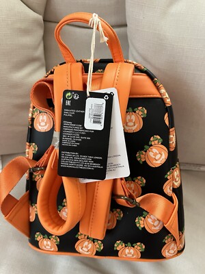 Loungefly Disney Mickey-O-Lantern Pumpkin Glow Mini Backpack  display picture 2