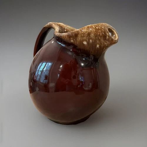 Vintage Hull Oven Proof USA Brown Drip Glaze Ball Pitcher with Ice Lip~EUC 