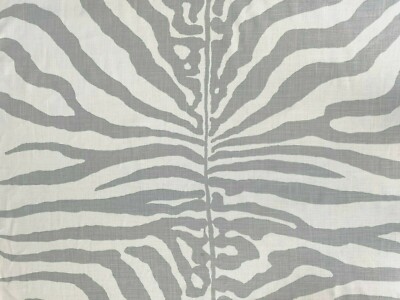 SCALAMANDRE VORHANGSTOFF DESIGN Zebra 1,1 METER ZINKGRAU 100% SCHWERES LEINEN