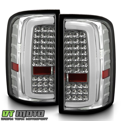 2014-2018 GMC Sierra 1500 2500HD 3500HD Chrome LED Tube Tail Lights Brake Lamps - Picture 2 of 9