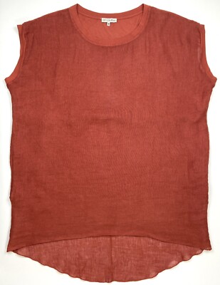 Linen Tunic Top Women s M Lagenlook Pockets Oversized 100% Lin Blanc