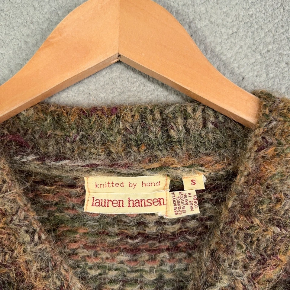 Vintage Hand knit Sweater Womens small Sweater Wool Blend Artisan Rustic Fuzzy - Image 3 of 4